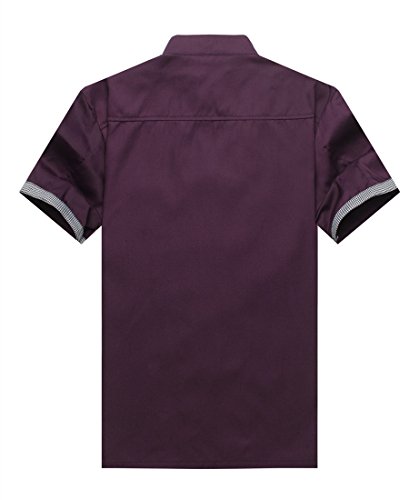 Chaqueta de Chef Cocina Uniforme Manga Corta Morado