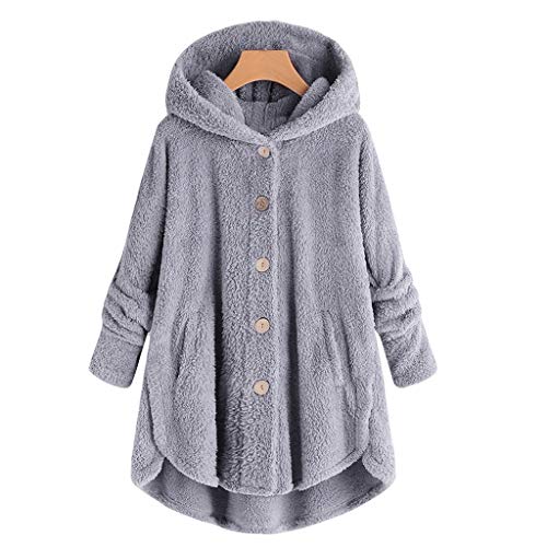 Chaqueta Larga con Capucha para Mujer Chaqueta con Capucha Parka Outwear Abrigo con Rebeca Hebilla de Cuerno de Manga Larga con Capucha Casual de Moda para Mujer con Chaqueta de Bolsillo Abrigos