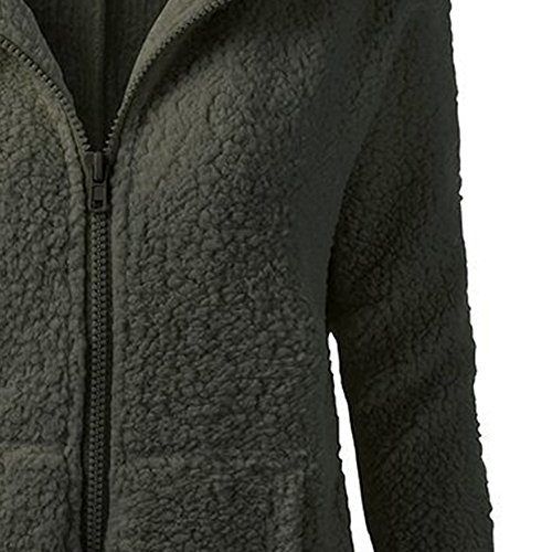 Chaqueta Mujeres de Invierno de Lana Cálida Cremallera Abrigo con Capucha Casual Suéter Abrigo de Algodón Outwear Hoodie riou