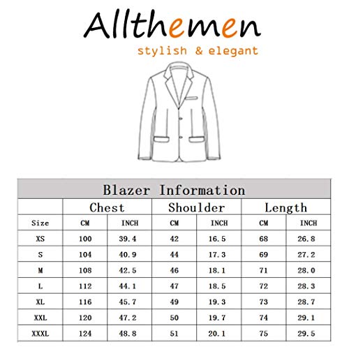 Chaquetas de Traje Casual para Hombre Chaqueta Slim Fit Trajes de un botón Abrigo Chaqueta Casual sólida Tops