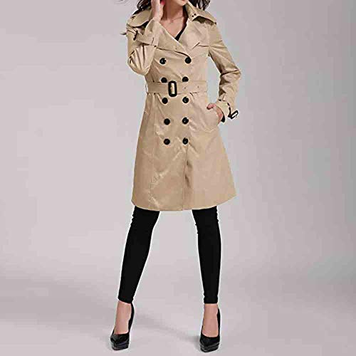 Chaquetas Traje Largas Elegantes Rebajas Invierno para Mujer,PAOLIAN Gabardina Trench con cinturón otoño Señora Moda Ropa de Abrigo de Solapa Tallas Grandes Rompevientos Clásico