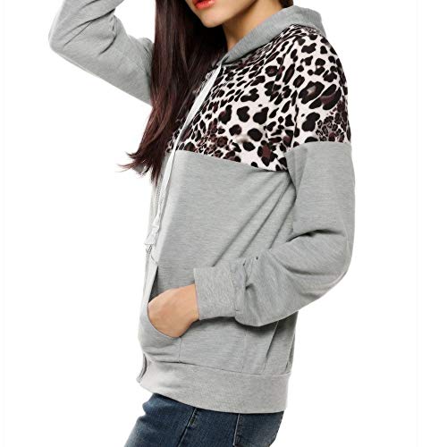 Chaquetas Tumblr con Capucha Anchas Deportiva otoño para Mujer,PAOLIAN Chaquetas Rebajas Cremallera Estampado Leopardo Tallas Grandes Señora Moda Invierno Sudaderas Bolero Dama