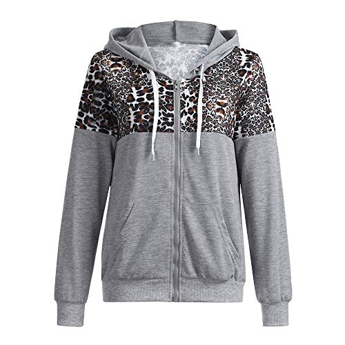 Chaquetas Tumblr con Capucha Anchas Deportiva otoño para Mujer,PAOLIAN Chaquetas Rebajas Cremallera Estampado Leopardo Tallas Grandes Señora Moda Invierno Sudaderas Bolero Dama