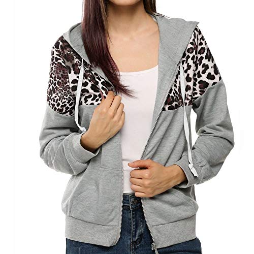 Chaquetas Tumblr con Capucha Anchas Deportiva otoño para Mujer,PAOLIAN Chaquetas Rebajas Cremallera Estampado Leopardo Tallas Grandes Señora Moda Invierno Sudaderas Bolero Dama