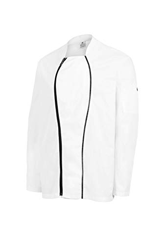 Chaquetilla Cocinero Hombre de Manga Larga con Cremallera. Ropa Cocina/Hostelería. Color Blanco. Talla XL. Ref: 4120