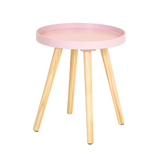 Charles Bentley Mesita de Noche en Rubor Rosa con Patas de Pino Living para Dormitorio Scandia Style - Diseño Contemporáneo