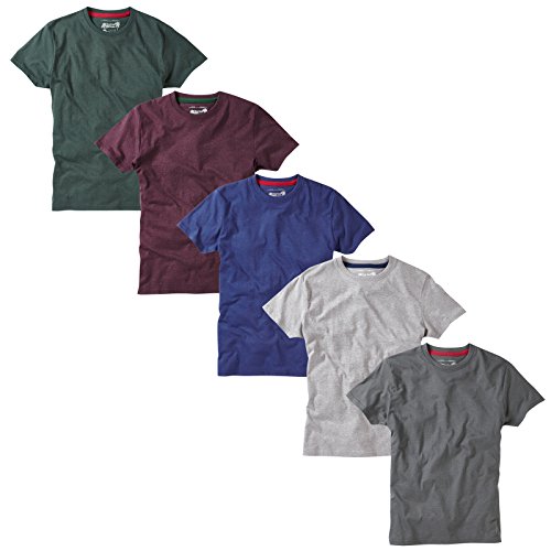 Charles Wilson Paquete 5 Camisetas Cuello Redondo Lisas (Small, Mixed Melange)