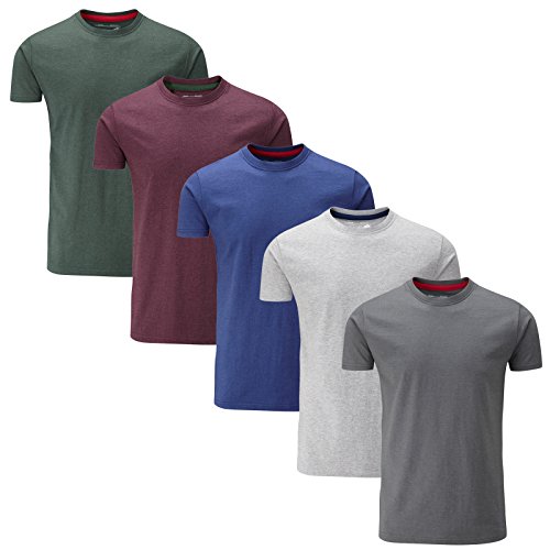 Charles Wilson Paquete 5 Camisetas Cuello Redondo Lisas (Small, Mixed Melange)