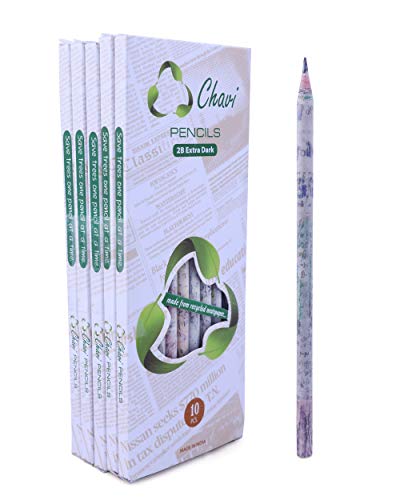 CHAVI lápices ecológicos -caja set de 50 unidades-2B 100% papel de periódico,pencil reciclado para escribir/dibujar/diseñar para oficina/escuelas o colegios.