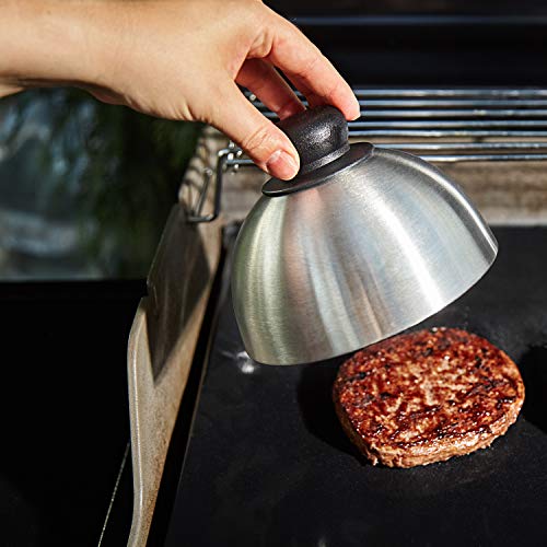 Cheeseburger - Campana para hornear y derretir carne de hamburguesa, acero inoxidable, Negro