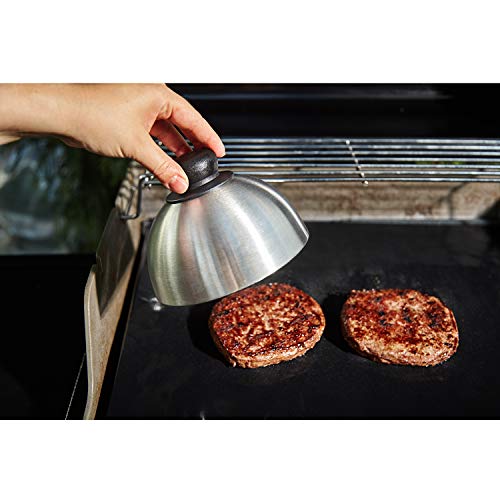 Cheeseburger - Campana para hornear y derretir carne de hamburguesa, acero inoxidable, Negro