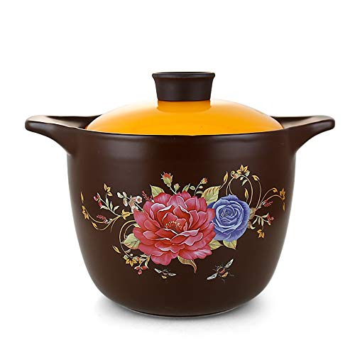 Chef Classic 4L cerámica cazuela con tapa Olla de cocción antiadherente Salud Pan Baterías de cocina o restaurante for múltiples propósitos regalo Cacerola (Color : Negro, tamaño : 4L)