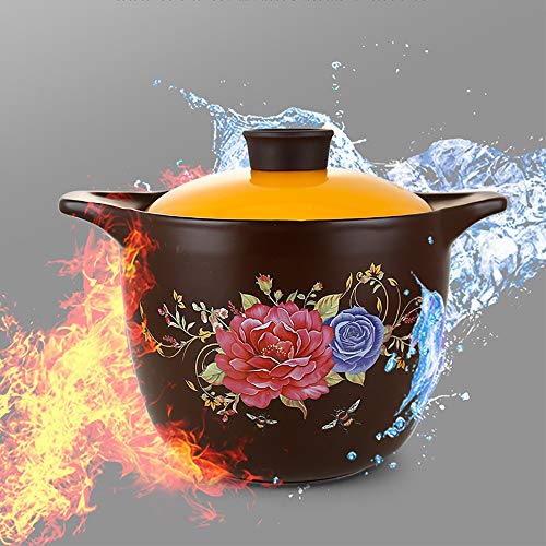 Chef Classic 4L cerámica cazuela con tapa Olla de cocción antiadherente Salud Pan Baterías de cocina o restaurante for múltiples propósitos regalo Cacerola (Color : Negro, tamaño : 4L)