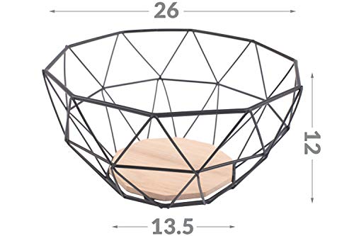Chefarone - Cesto de frutas y vegetales de para más espacio en la encimera - Multiuso - Objeto decorativo para el mostrador de la cocina (26 x 26 x 12 cm)