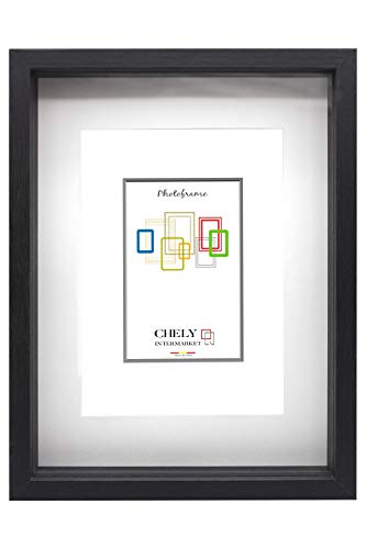 Chely Intermarket, Marcos con Profundidad A4 cm (Medida Interior de paspartú 15x22 cm) (Negro) | MOD-3503| El Marco Queda al Nivel de la Pared