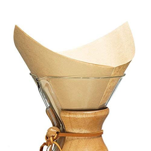 Chemex Bonded Unbleached Pre-Folded Square Filtros de café, 100 unidades