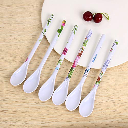 chenran Accesorios 1 UNID Cocina Cuchara De Melamina De Cerámica Mango Largo Café Azúcar Postre Cuchara De Sopa Cuchara De Té Portátil for Niños Regalo