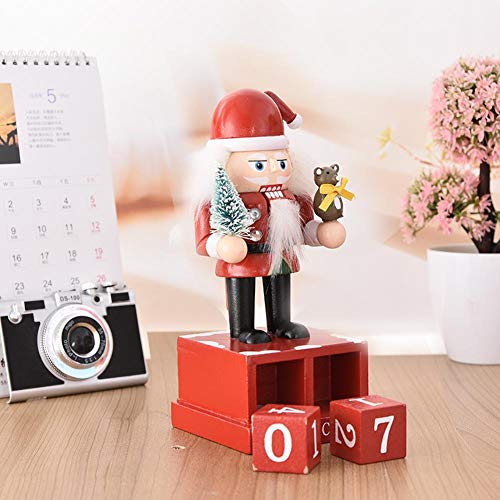 Cherishly - Cascanueces con Calendario de Adviento de Navidad, 100 de Madera, para decoración, 2 Unidades