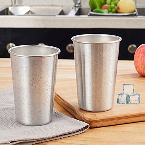 CherryKelly - Vaso de cerveza de metal reutilizable, vaso de cerveza apilable, taza sin BPA, para camping, senderismo, actividades al aire libre, interior, niños – 500 ml/17 oz (paquete de 5)