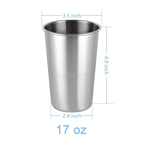 CherryKelly - Vaso de cerveza de metal reutilizable, vaso de cerveza apilable, taza sin BPA, para camping, senderismo, actividades al aire libre, interior, niños – 500 ml/17 oz (paquete de 5)