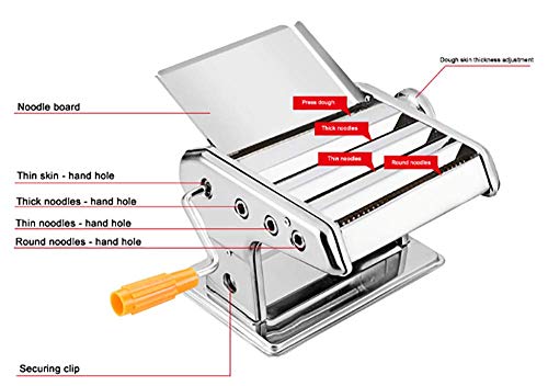 CHHD Cortador De Fideos con Pasta Prepare Pasta Casera Fresca - Pasta Fresca Rápida Y Fácil - Acero Inoxidable