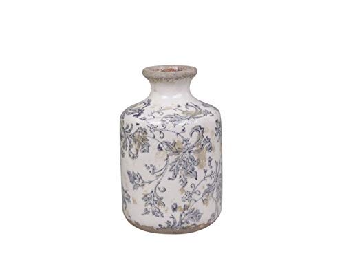 Chic Antique Melun Botella Florero Botella Decoración Porcelana con Francés Patrón H 17,5 X Ø 11cm