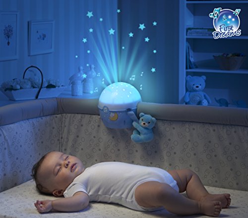 Chicco Next2Stars - Proyector con efecto de luces, estrellas y melodías para cunas y mesilla, color azul