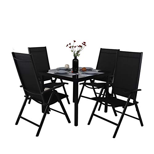 Chicreat - Mesa de jardín de aluminio Korfu, 90 x 90 x 74 cm, negro