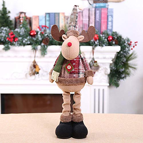 Childlike Muñeco Colgante de Navidad, Navidad Sentado Papá Noel Muñeco de Nieve Reno Piernas largas Mesa Decoración de Chimenea Figuras de Navidad Felpa Decoraciones para árboles de Navidad