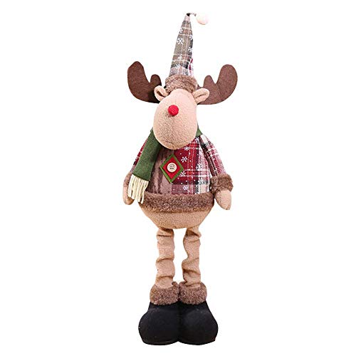 Childlike Muñeco Colgante de Navidad, Navidad Sentado Papá Noel Muñeco de Nieve Reno Piernas largas Mesa Decoración de Chimenea Figuras de Navidad Felpa Decoraciones para árboles de Navidad