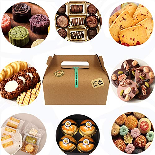 Chilly – Cajas de Regalo, decoración Caja de Regalo de Papel Kraft, Set de 10 bandejas de panadería Masa de Tarta Cupcake Cookies Chocolate Box, y 37 Pegatinas Incluidas (3 Colores)