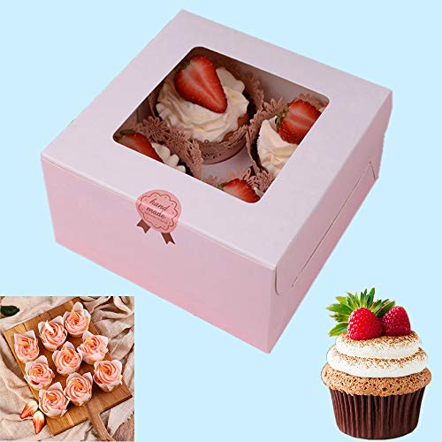 Chilly - Cajas para cupcakes con adhesivo y ventanilla transparente de plástico - 10 unidades