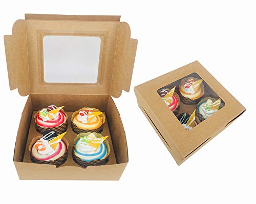 Chilly - Cajas para cupcakes con adhesivo y ventanilla transparente de plástico - 10 unidades