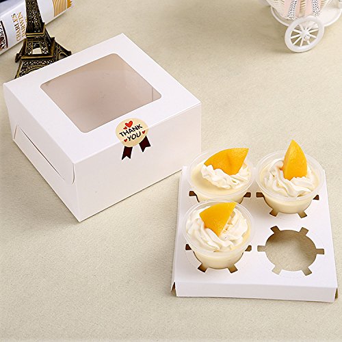 Chilly - Cajas para cupcakes con adhesivo y ventanilla transparente de plástico - 10 unidades