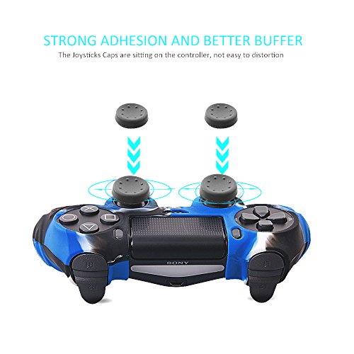 CHIN FAI PS4 Controlador de la Piel Cubierta de la Caja con 8 puños de Pulgar, Antideslizante Piel de Silicona Agarre Caso de la Cubierta del Protector para el Controlador de Sony PS4 / Slim/Pro