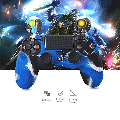 CHIN FAI PS4 Controlador de la Piel Cubierta de la Caja con 8 puños de Pulgar, Antideslizante Piel de Silicona Agarre Caso de la Cubierta del Protector para el Controlador de Sony PS4 / Slim/Pro