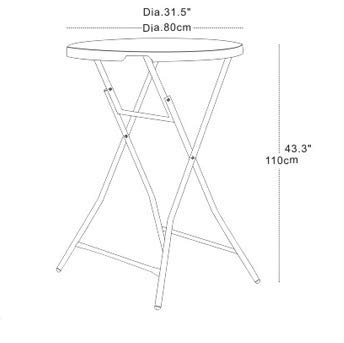 chiner - Mesa Redonda Alta Plegable 80 Ø x 110 (Al.) cm.