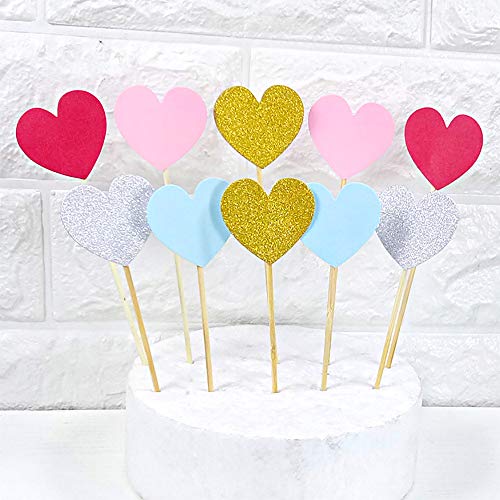 Chingde Decoracion Tarta cumpleaños, 12 Piezas corazón Cake Toppers Happy Birthday Decoracion Tarta Hairball Arch Cake Toppers Personalizado para Decoraciones de Pastel de cumpleaños de Fiesta