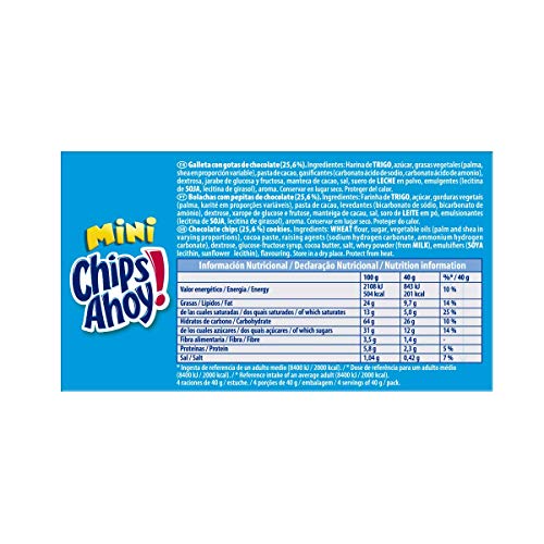 Chips Ahoy! - Mini Galletas con Pepitas de Chocolate, 4 Bolsitas, 160 g