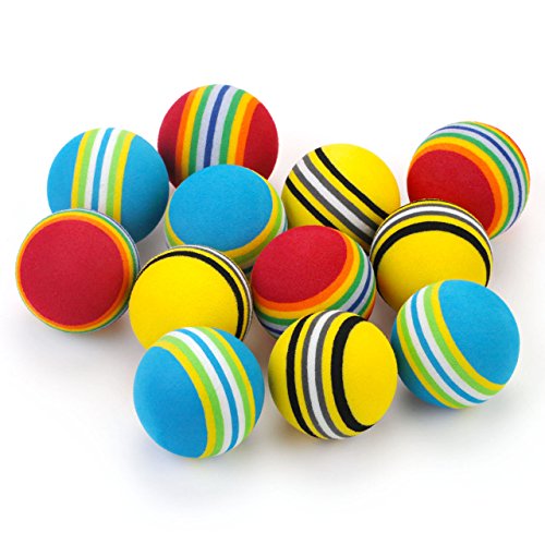 Chiwava 45pcs 4,2 cm Juguetes para Gatos Bola de Espuma Bolas de Colores Arco Iris Gatito Actividad persecución Jugar, Colores Variados