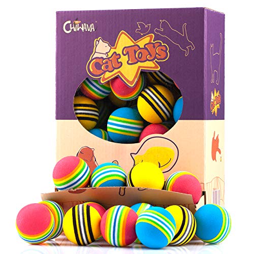 Chiwava 45pcs 4,2 cm Juguetes para Gatos Bola de Espuma Bolas de Colores Arco Iris Gatito Actividad persecución Jugar, Colores Variados