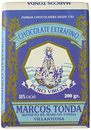 Chocolates Marcos Tonda Chocolate Artesano Tradicional Puro Virgen - 10 Paquetes de 200 gr - Total: 2000 gr