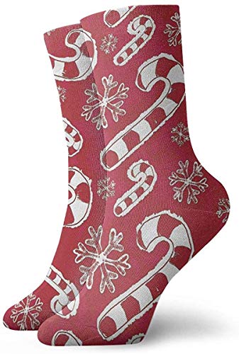 Christmas Candy Cane Casual Fashion Crew Socks 30 cm for Sports Boot Hiking Running Design#1359