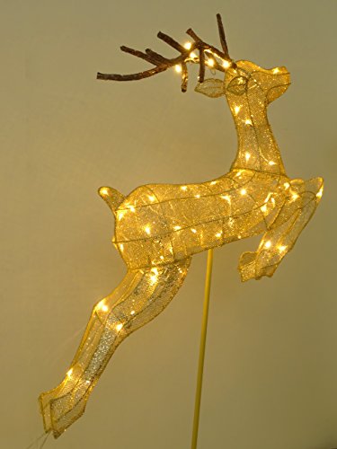 Christmas Concepts® 132cm (52??") Iluminar Bronce Brillo Renos con Trineo Decoración de Navidad Jardín Interior/Exterior Decoraciones de Navidad