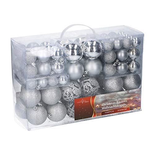 Christmas Gifts Bolas de Navidad, Plata, 100x