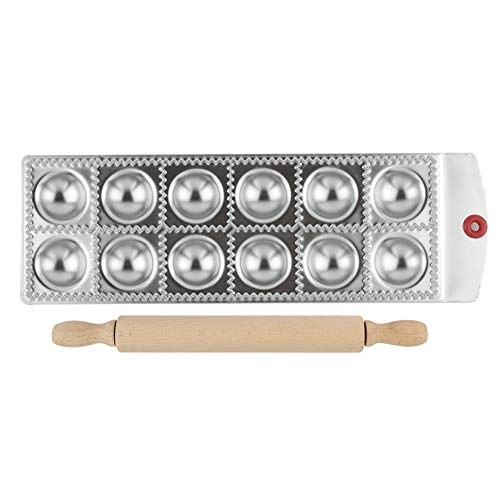 CHSEEO Juego de 2 Moldes para Ravioli de Acero Inoxidable Cortadores de Ravioli Molde para Empanadillas Prensa de Masa Pastas Ideales para Hacer Raviolis, Empanadillas o Galletas #3