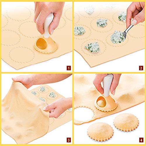 CHSEEO Juego de 4 Moldes para Ravioli Cortadores de Ravioli Molde para Empanadillas Prensa de Masa Pastas Ideales para Hacer Raviolis, Empanadillas o Galletas #6