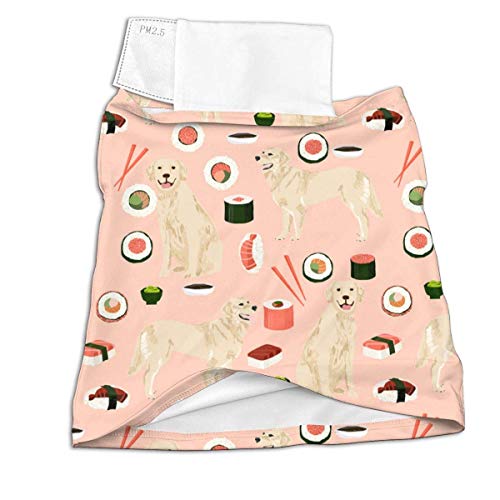 Chunwei Golden Retriever Sushi Kawaii Perro japonés Rosa mascarilla Facial sin Costuras Cubierta bucal Bandanas Bufanda Orejeras para Polvo Deportes al Aire Libre