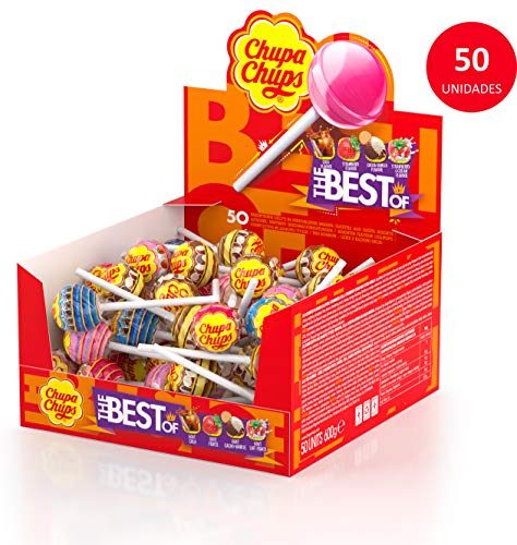 Chupa Chups Original, Caramelo con Palo de Sabores Variados, Display de 50 unidades de 12 gr. (Total 600 gr.)