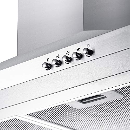 CIARRA Campana CBCS9301 extractora Cocina Pared Versión Mejorada 100W 90cm 550 m³/h Luz LED y 3 Velocidades Teclas Filtro de Grasa Acero, Inoxidable Color plata